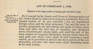 Historic Legislation, February 1, 1798. Full text is duplicated in the body of this page.